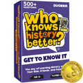 QUOKKA Who Knows History Better – 500+ Trivia Card Game for Kids 8-12 & Adults – Educational Family Game Night Fun