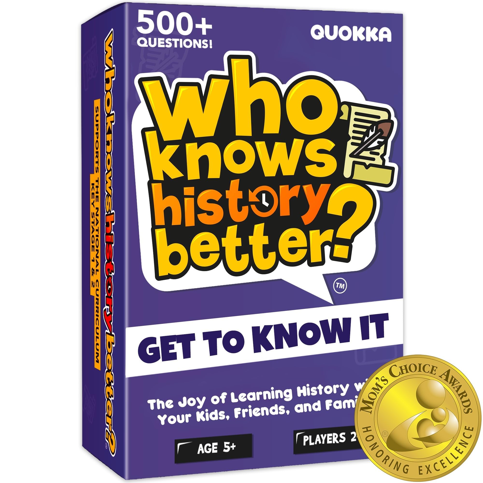 QUOKKA Who Knows History Better – 500+ Trivia Card Game for Kids 8-12 & Adults – Educational Family Game Night Fun