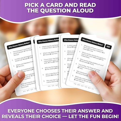 QUOKKA Who Knows History Better – 500+ Trivia Card Game for Kids 8-12 & Adults – Educational Family Game Night Fun