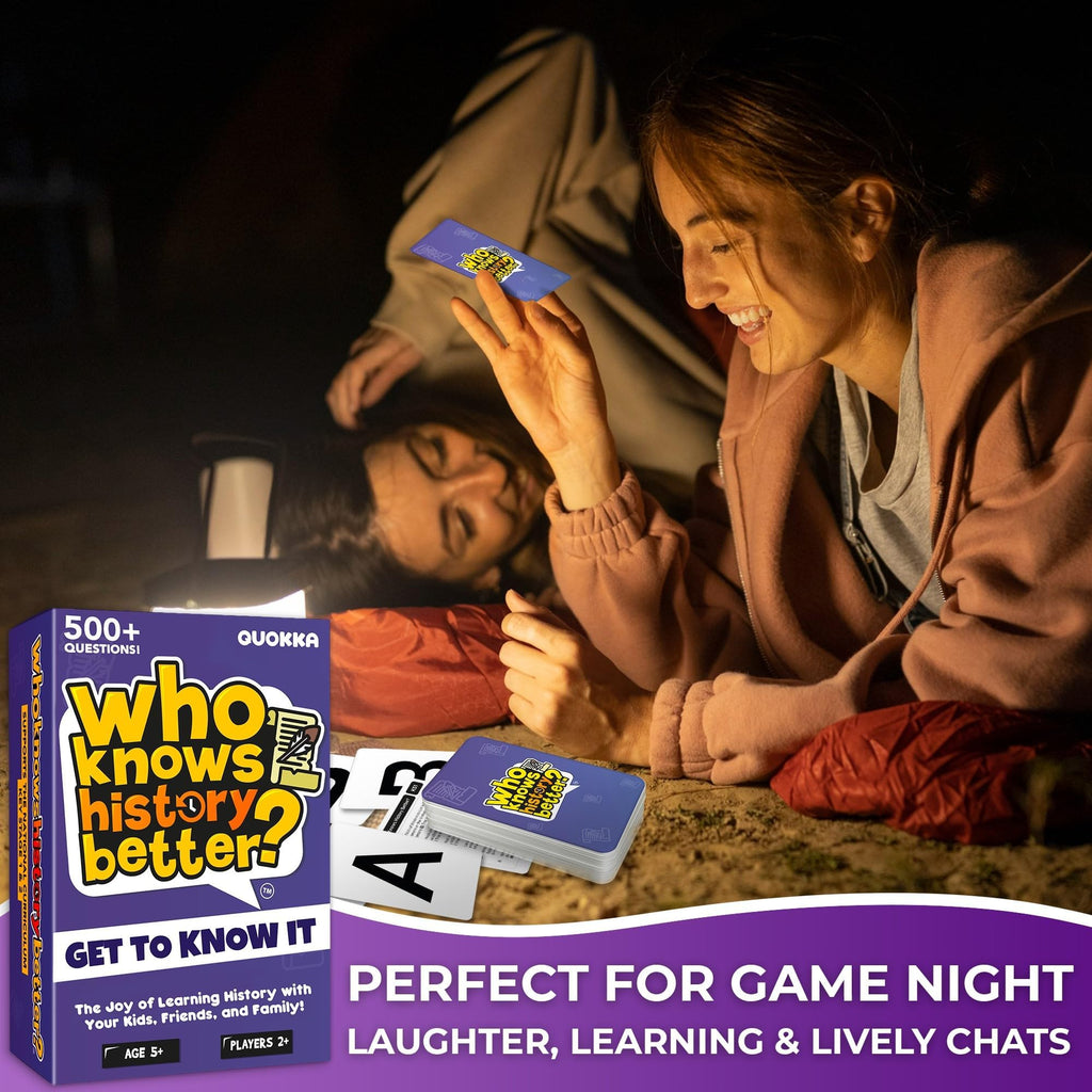 QUOKKA Who Knows History Better – 500+ Trivia Card Game for Kids 8-12 & Adults – Educational Family Game Night Fun