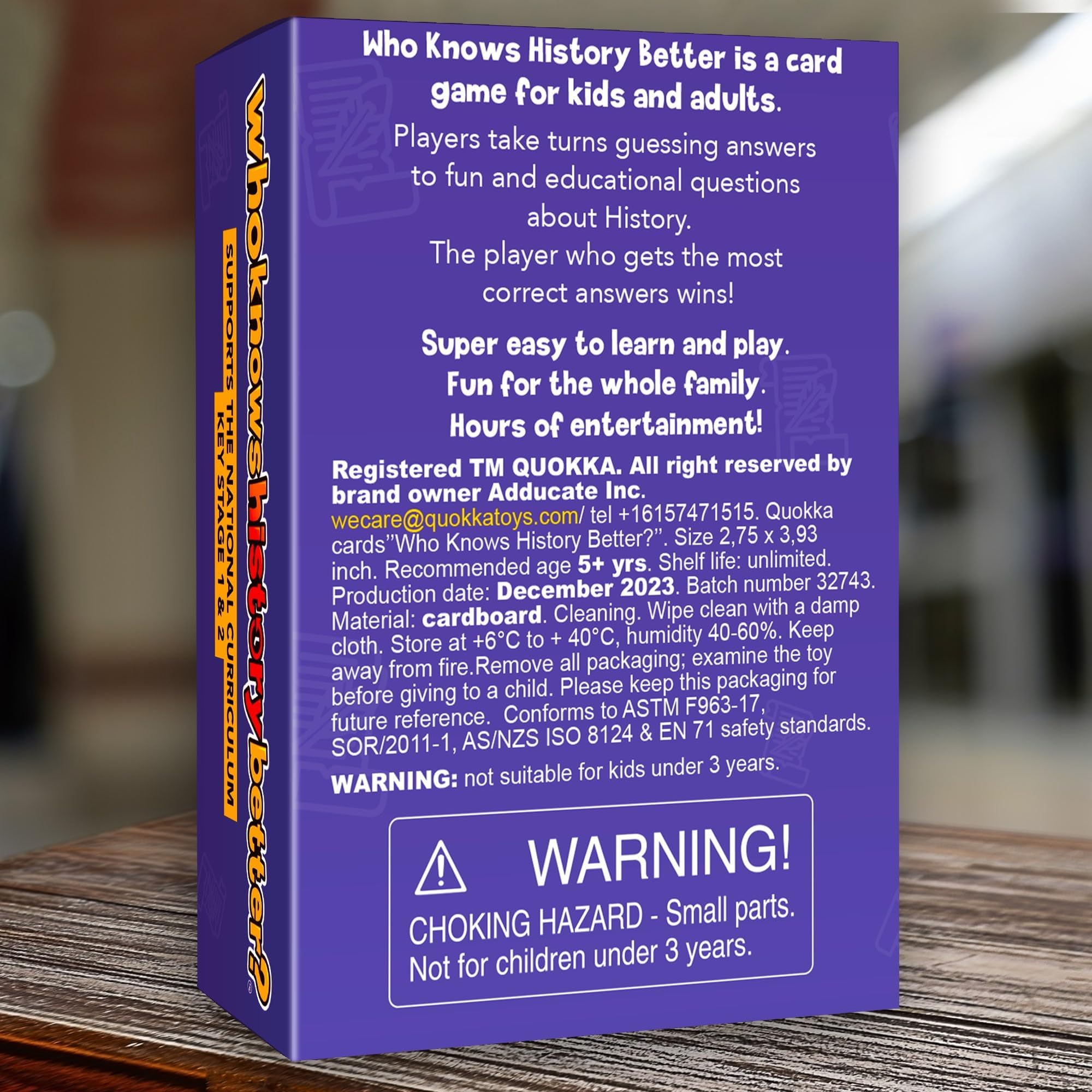 QUOKKA Who Knows History Better – 500+ Trivia Card Game for Kids 8-12 & Adults – Educational Family Game Night Fun
