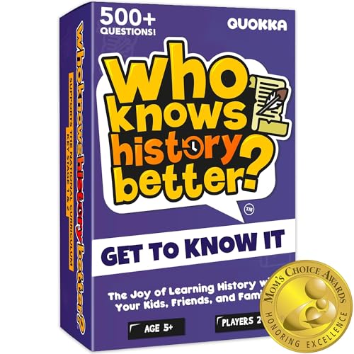 QUOKKA Who Knows History Better – 500+ Trivia Card Game for Kids 8-12 & Adults – Educational Family Game Night Fun