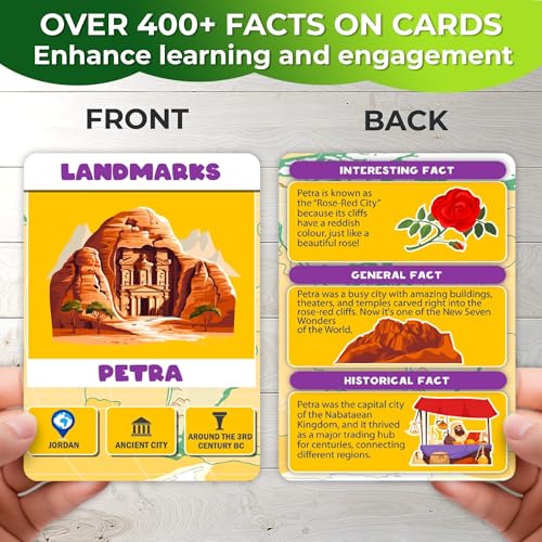 QUOKKA World Map Floor Puzzle – 70 Continent-Shaped Pieces with 50 Fact Cards (400+ Facts)