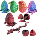 Qxbuhe 12-Inch 3D Printed Articulated Dragon Fidget Toy – Mystery Crystal Design, Black Red, PLA Plastic Desk Decor for Adults & Kids