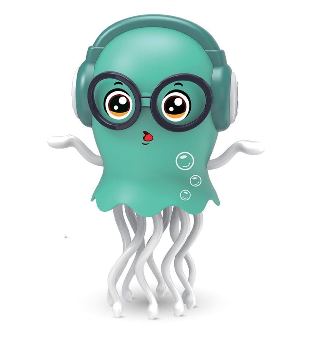 Qxbuhe Dancing Octopus Toy with Smart Obstacle Sensor, LED Lights and Music - Green Jellyfish Design