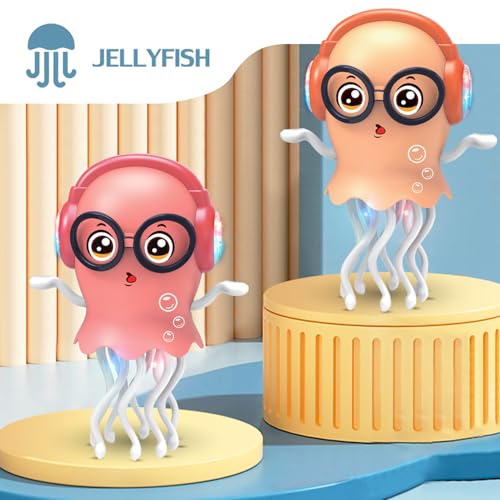 Qxbuhe Dancing Octopus Toy with Smart Obstacle Sensor, LED Lights and Music - Green Jellyfish Design