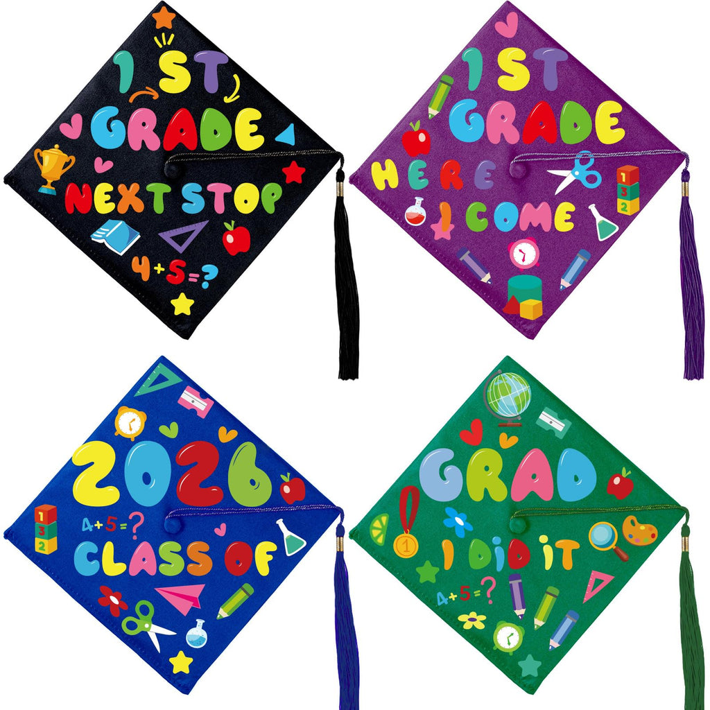 Qyeahkj 24-Piece Graduation Cap Topper Sticker Kit for Kindergarten DIY Crafts