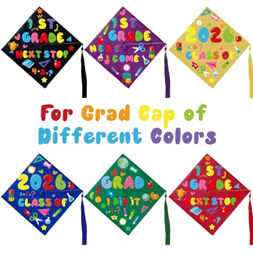Qyeahkj 24-Piece Graduation Cap Topper Sticker Kit for Kindergarten DIY Crafts