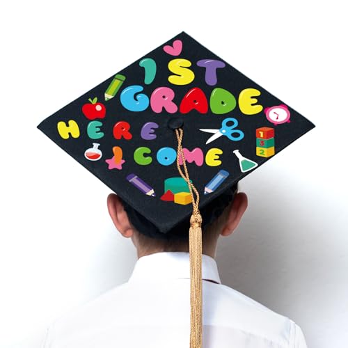 Qyeahkj 24-Piece Graduation Cap Topper Sticker Kit for Kindergarten DIY Crafts