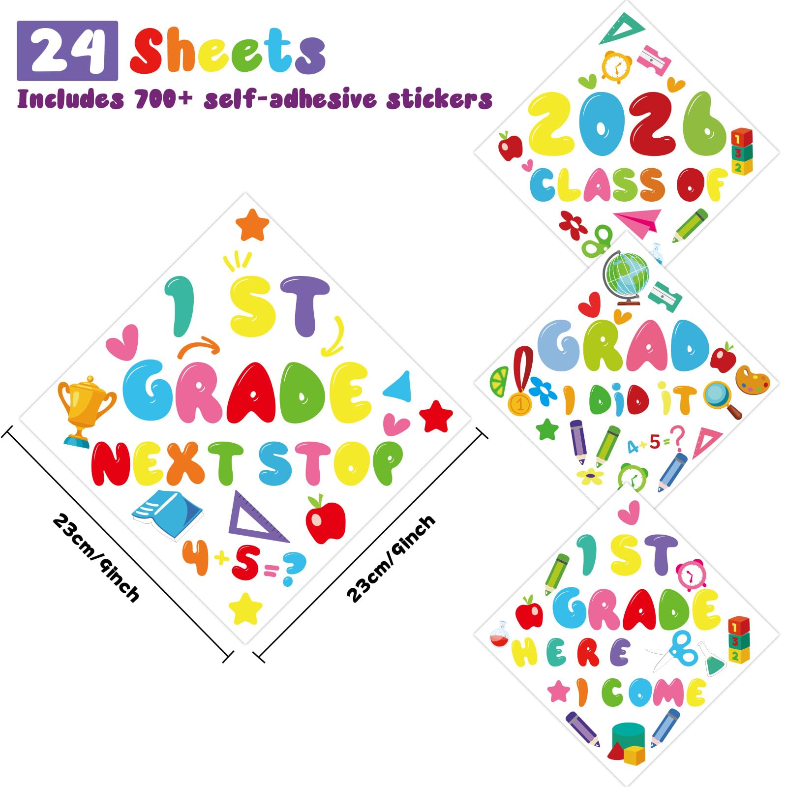 Qyeahkj 24-Piece Graduation Cap Topper Sticker Kit for Kindergarten DIY Crafts