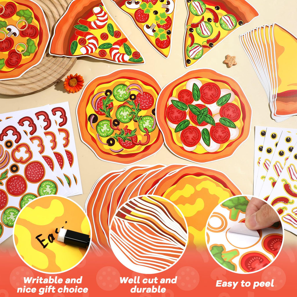Qyeahkj 30-Piece Pizza Sticker Craft Kit – DIY Topping Stickers for Party Favors and Classroom Activities