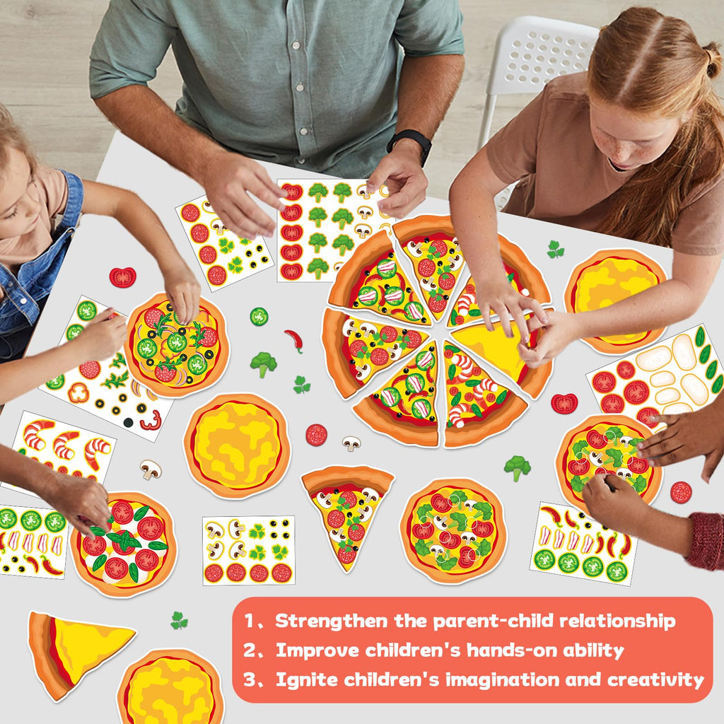 Qyeahkj 30-Piece Pizza Sticker Craft Kit – DIY Topping Stickers for Party Favors and Classroom Activities