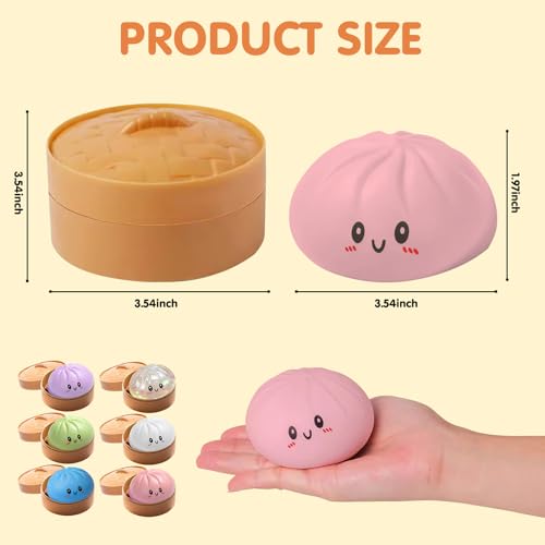 Qyubov Dumpling Squishy - Pink Soft Stress Ball, Fidget Sensory Toy for Anxiety Relief