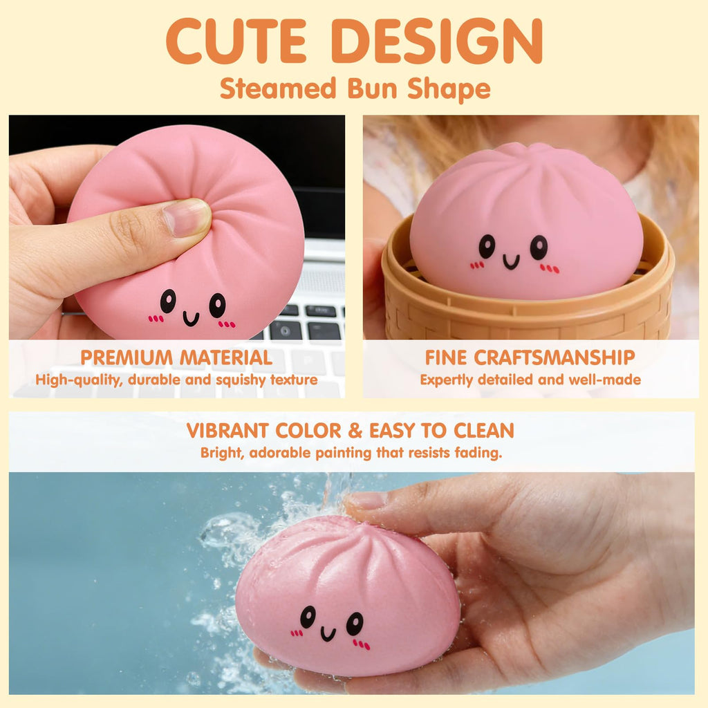 Qyubov Dumpling Squishy - Pink Soft Stress Ball, Fidget Sensory Toy for Anxiety Relief
