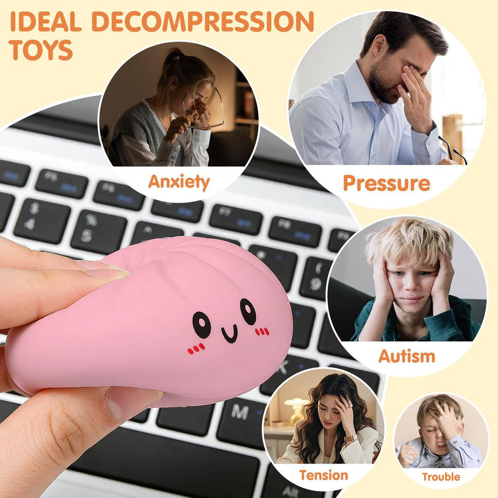 Qyubov Dumpling Squishy - Pink Soft Stress Ball, Fidget Sensory Toy for Anxiety Relief