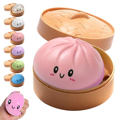 Qyubov Dumpling Squishy - Pink Soft Stress Ball, Fidget Sensory Toy for Anxiety Relief