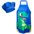 R HORSE 2-Piece Kids Apron & Chef Hat Set – Blue Dinosaur, Adjustable, Ages 3-5