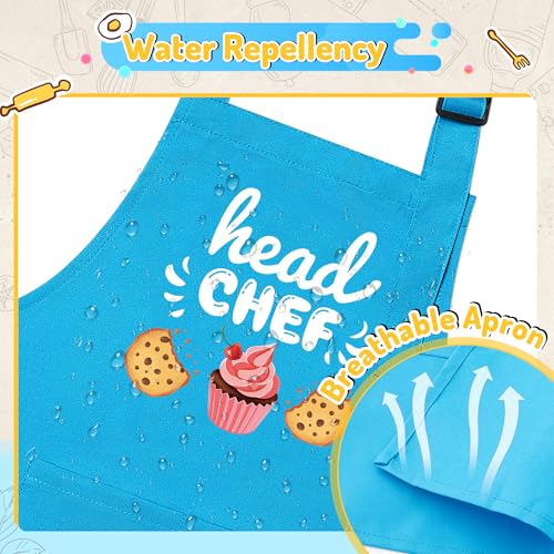 R HORSE 4-Piece Parent-Child Apron and Chef Hat Set for Pretend Play Cooking