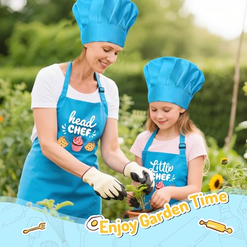 R HORSE 4-Piece Parent-Child Apron and Chef Hat Set for Pretend Play Cooking