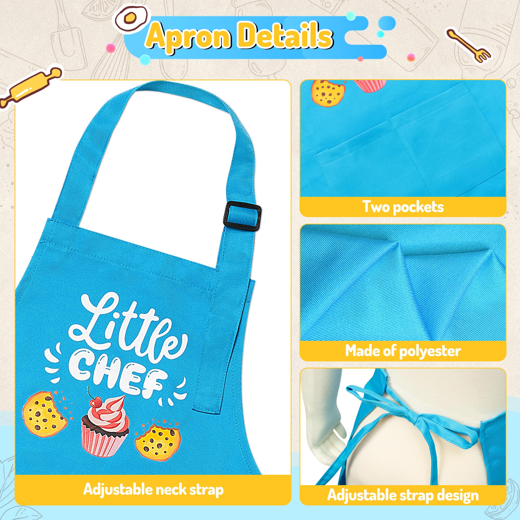 R HORSE 4-Piece Parent-Child Apron and Chef Hat Set for Pretend Play Cooking