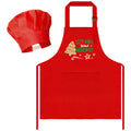 R HORSE Christmas Apron and Chef Hat Set for Kids - 2 Piece Adjustable Red Kitchen Cooking Role Play Gift