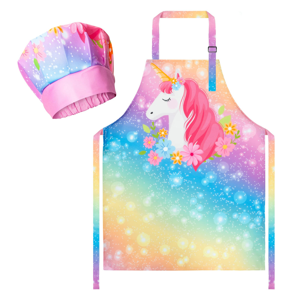 R HORSE Magic Horse Kids Apron & Chef Hat Set - Adjustable Waterproof Polyester for Cooking, Baking, Painting, and Role Play