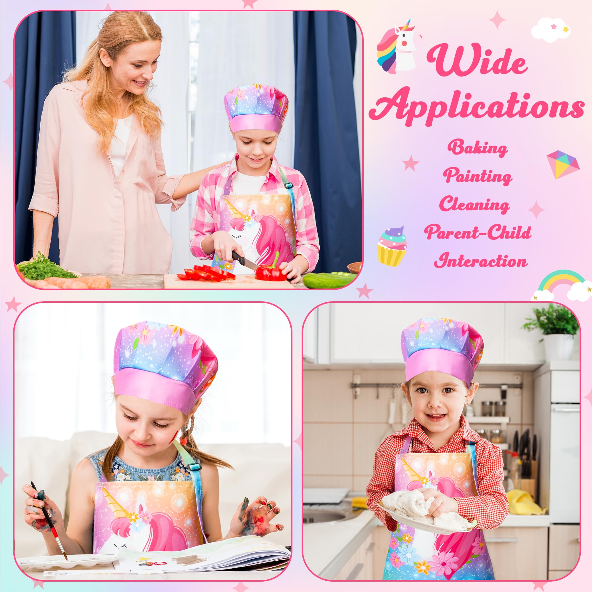 R HORSE Magic Horse Kids Apron & Chef Hat Set - Adjustable Waterproof Polyester for Cooking, Baking, Painting, and Role Play