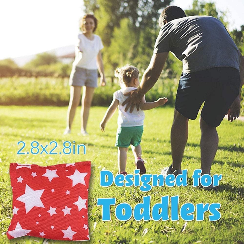 RaboSky Small Bean Bags for Kids – Star-Shaped Tossing Toy for Toddlers, 8-Piece Set with Carry Bag
