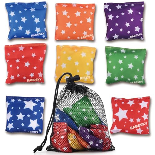 RaboSky Small Bean Bags for Kids – Star-Shaped Tossing Toy for Toddlers, 8-Piece Set with Carry Bag