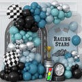 Race Car Balloon Garland Arch Kit – 89-Piece Set with Checkered Foil Balloon for Car-Themed Parties