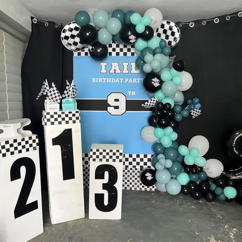 Race Car Balloon Garland Arch Kit – 89-Piece Set with Checkered Foil Balloon for Car-Themed Parties