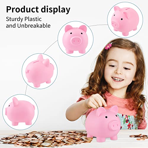 Rachan Large Piggy Bank for Boys – Unbreakable Plastic Coin Bank with Removable Plug (Pink/Blue)