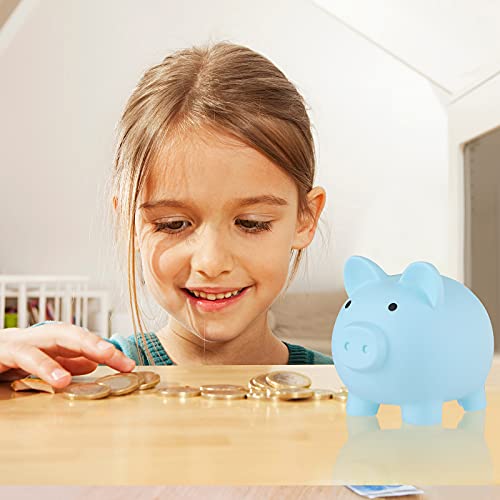 Rachan Large Piggy Bank for Boys – Unbreakable Plastic Coin Bank with Removable Plug (Pink/Blue)