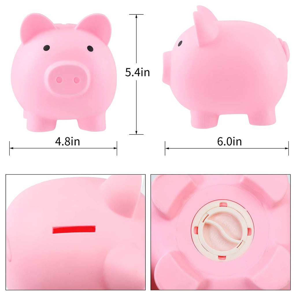 Rachan Large Piggy Bank for Boys – Unbreakable Plastic Coin Bank with Removable Plug (Pink/Blue)