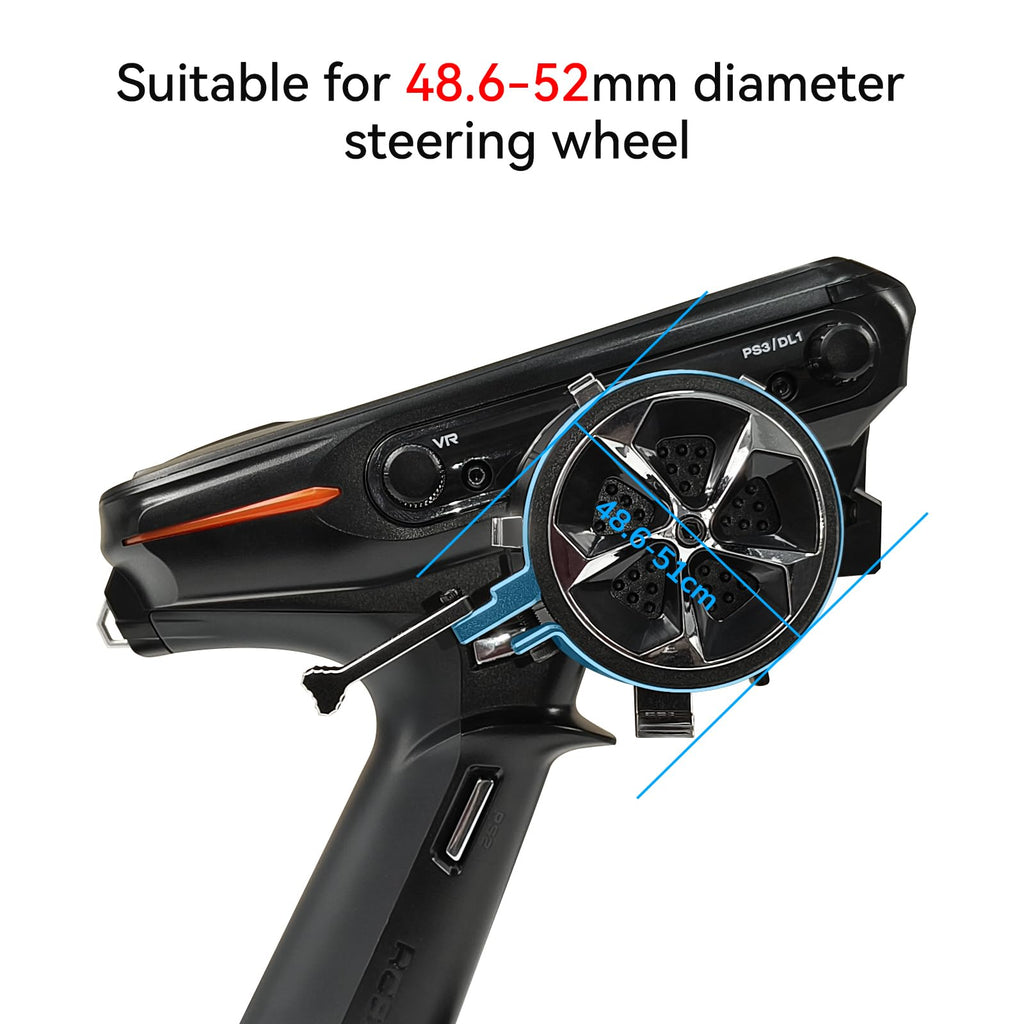 Radiolink Alloy Steering Wheel Trigger - One-Handed RC Controller Adapter for Multiple Models (Black)