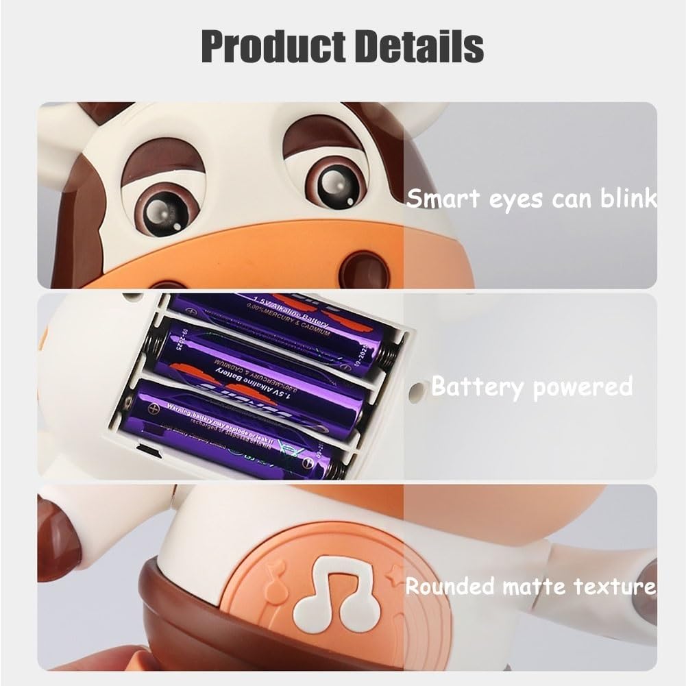 rafonie Dance Cow Light Up Toy: Musical Dancing Cow for Toddlers, Interactive Walking Toy with Lights & Sounds