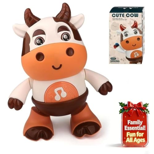 rafonie Dance Cow Light Up Toy: Musical Dancing Cow for Toddlers, Interactive Walking Toy with Lights & Sounds