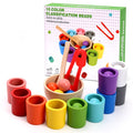 Rainbow Balls in Cups Montessori Sorting Toy with Spoon and Tongs - 10 Pieces for Toddlers