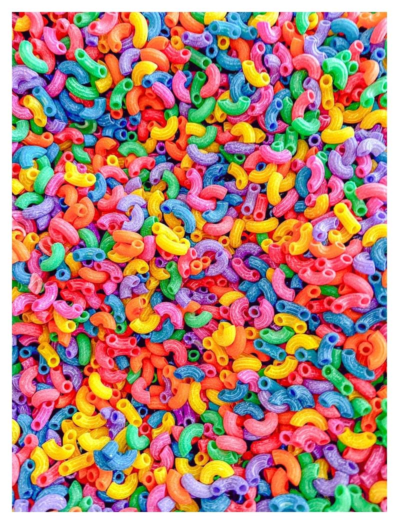 Rainbow Elbow Pasta Sensory Bin Filler – 2 Cups, Non-Toxic, Made in USA