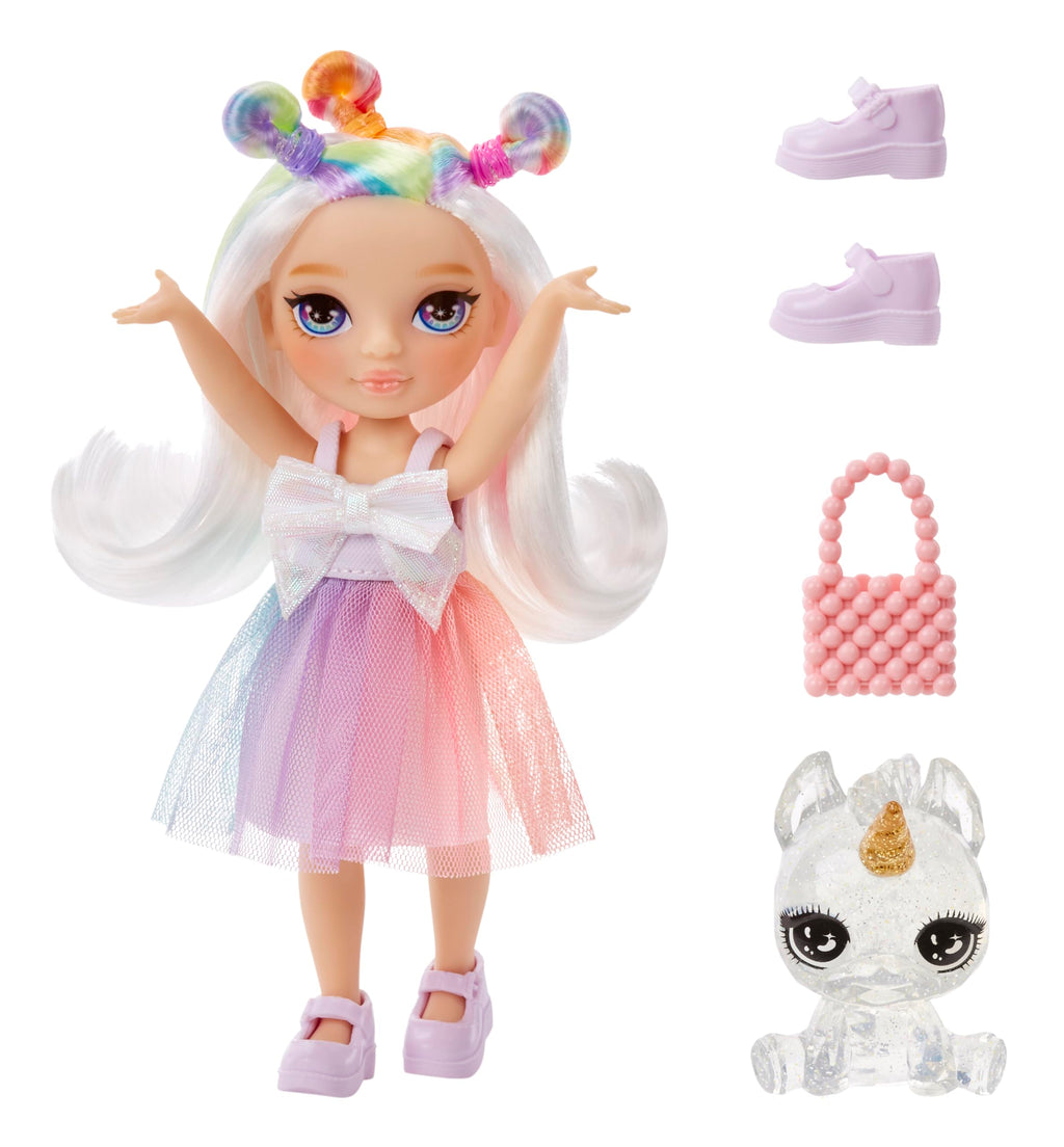 Rainbow High Littles Opal Raine – 5.5" Posable Small Doll with Purse and Magical Unicorn Pet