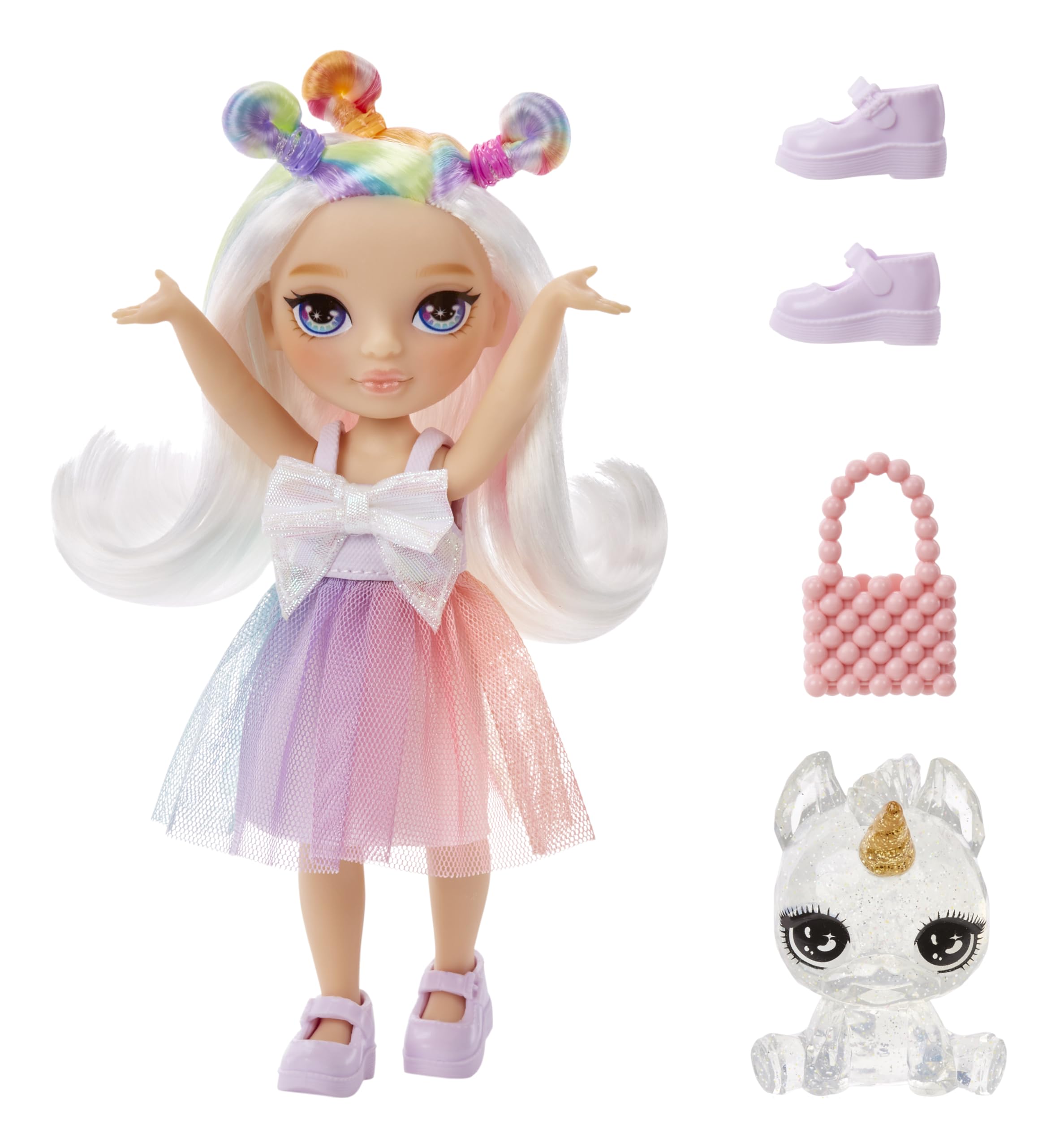 Rainbow High Littles Opal Raine – 5.5" Posable Small Doll with Purse and Magical Unicorn Pet