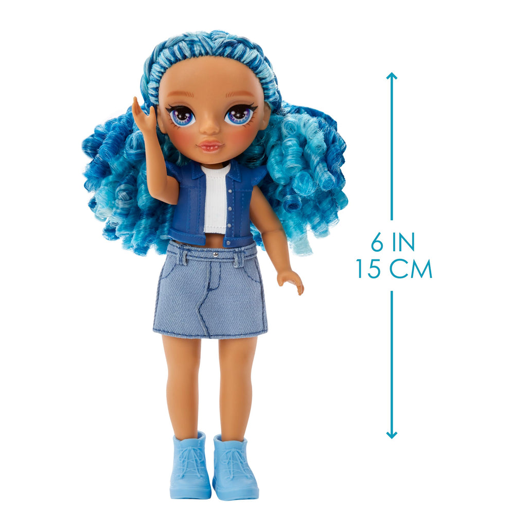 Rainbow High Littles Sapphire Bradshaw Blue 5.5" Posable Doll with Purse and Yeti Pet