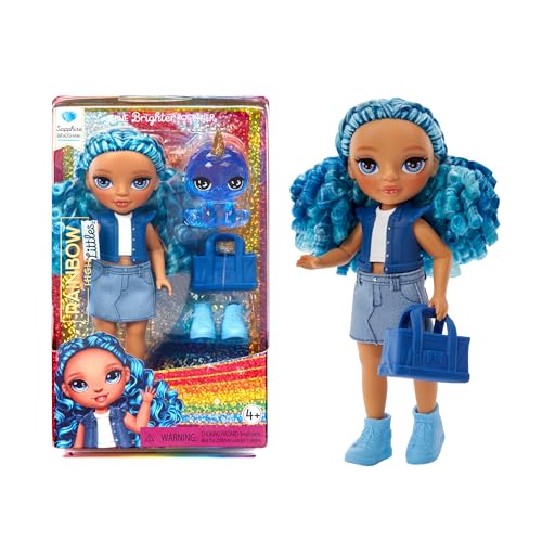 Rainbow High Littles Sapphire Bradshaw Blue 5.5" Posable Doll with Purse and Yeti Pet