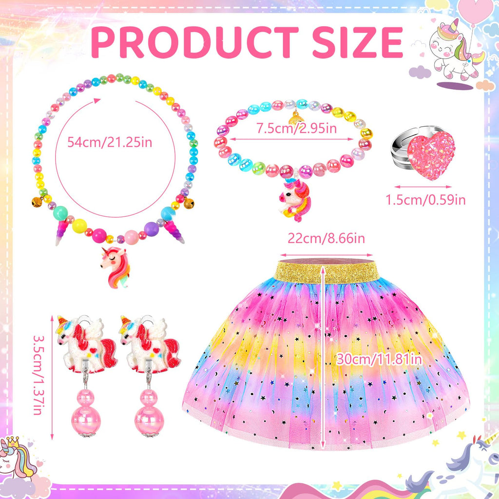 Rainbow Light-Up Princess Dress Set for Girls 4-6 with Unicorn Accessories