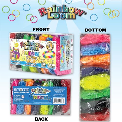 Rainbow Loom Treasure Box Neon Edition – 8,000 Neon Bands, 2 Happy Looms, Craft Kit for Ages 7+