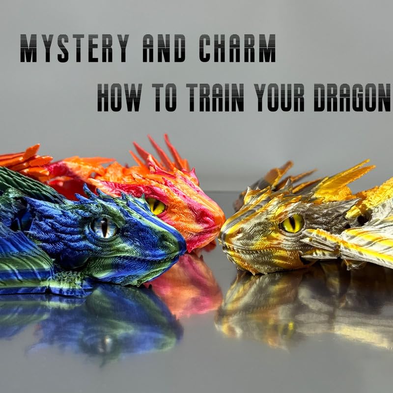 Rainbow Noctilucent Feathered Wyvern Dragon - 3D Printed Articulated Dragon Toy with Wings