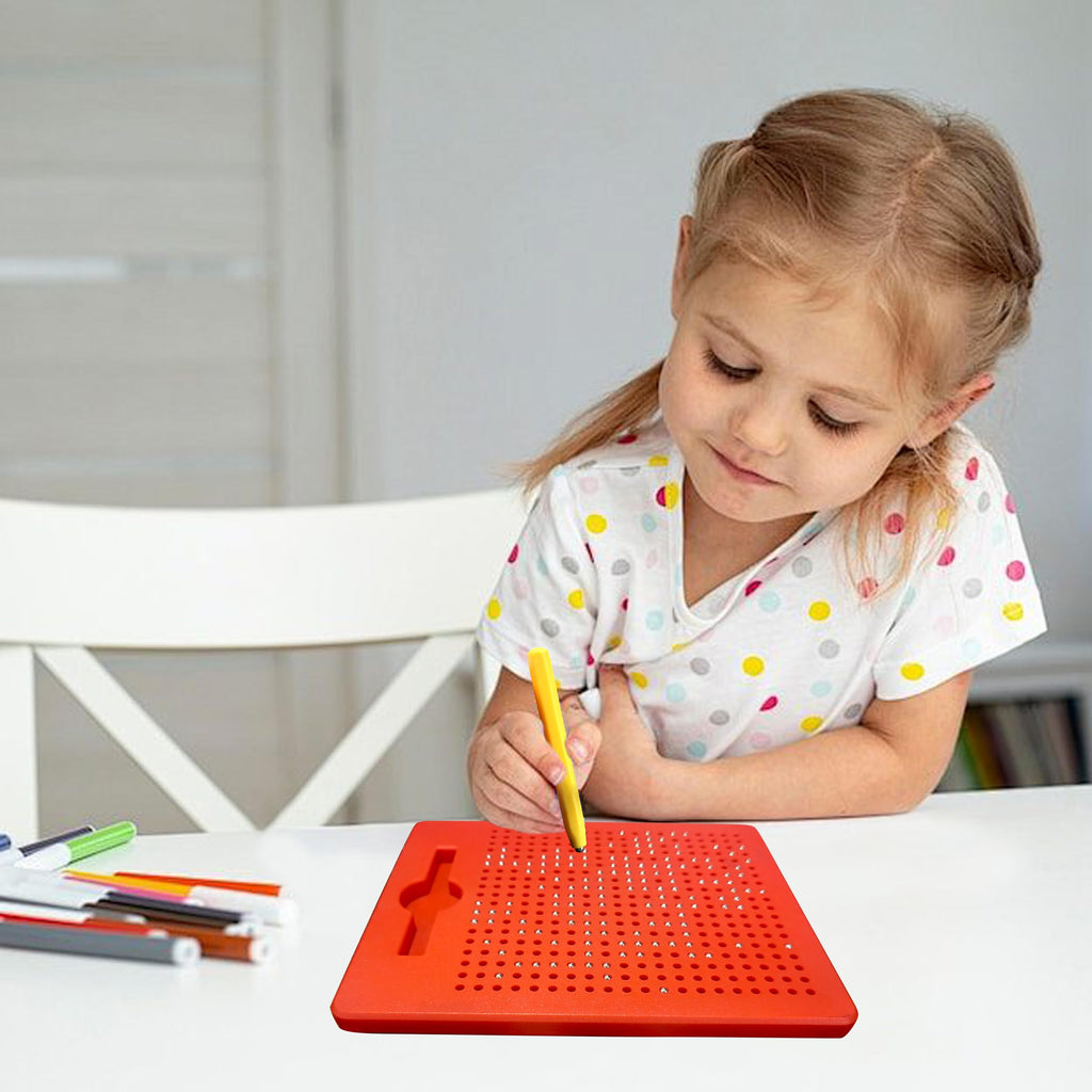 RAINBOW TOYFROG Magnetic Drawing Board – Push-Peel Bead Doodle Board for Kids Ages 4-8, Travel-Friendly