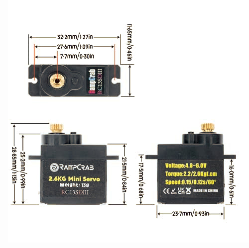 RampCrab 2.6Kg Digital Steering Servo with Aluminum Servo Horn for SCX24 and AX24 RC Crawlers
