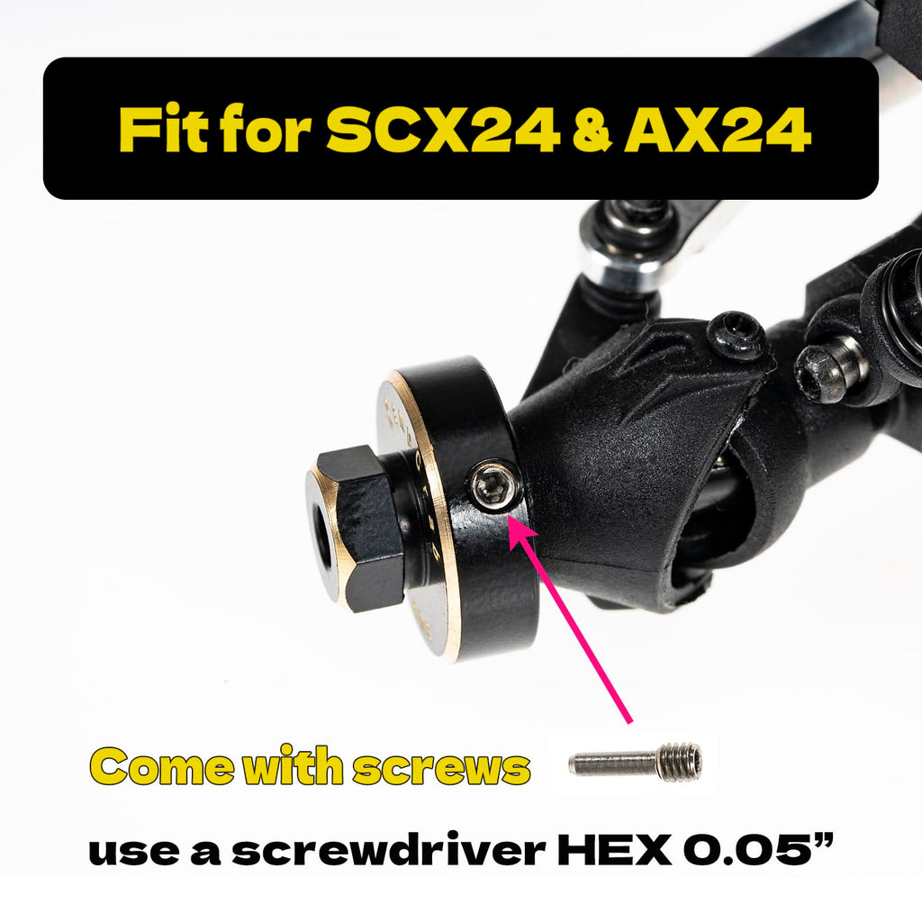 RampCrab Brass Hex Wheel Hub Extensions +5mm for SCX24 & AX24 (Purple)