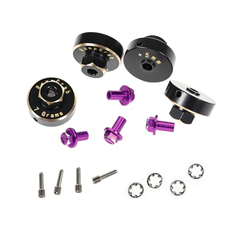 RampCrab Brass Hex Wheel Hub Extensions +5mm for SCX24 & AX24 (Purple)